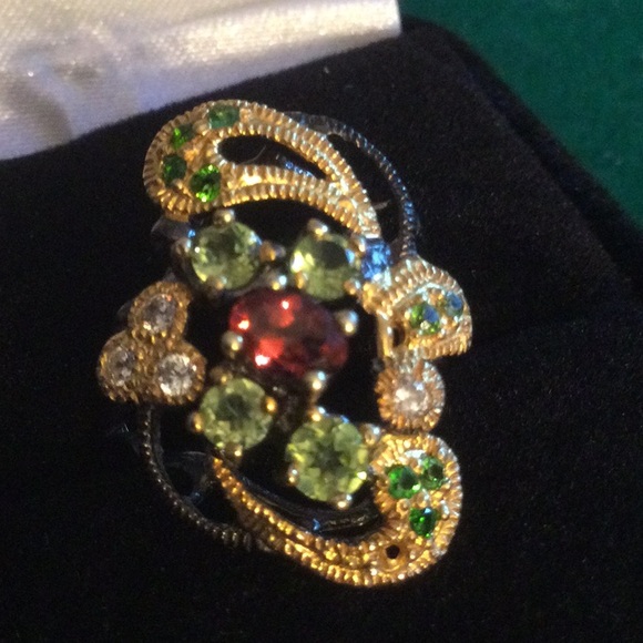 Breathtaking Garnet & Peridot Ring - Picture 9 of 9